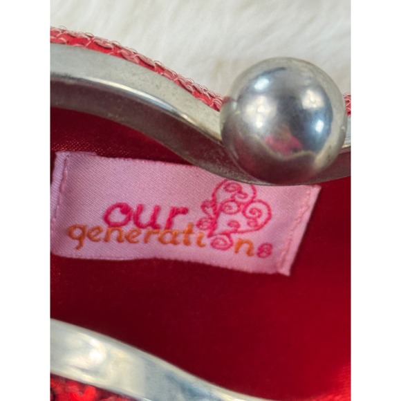 Our Generation Red Sequin Heart Shaped Evening Clutch Purse Bag Chain Strap - Picture 5 of 9